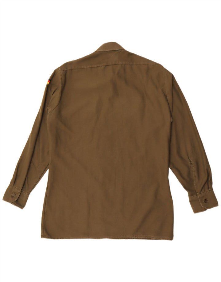 Camisa Vintage Hombre Talla 39/40 Poliéster Caqui Medio