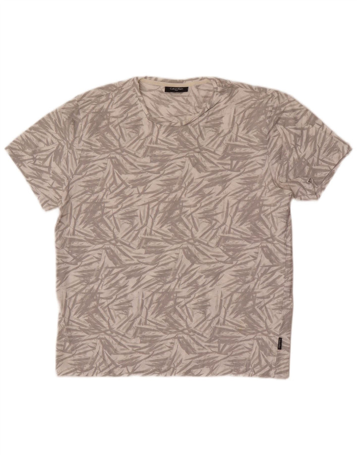 Calvin Klein Camiseta con estampado abstracto para hombre Top grande de algodón gris