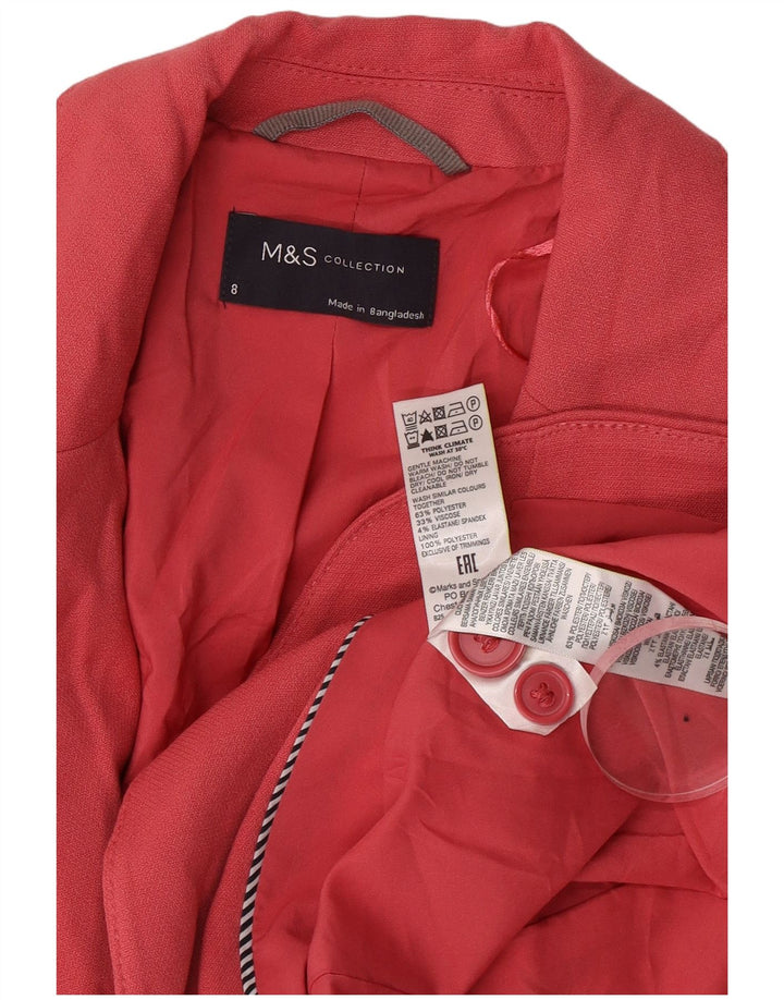 Marks & Spencer Chaqueta tipo blazer con 1 botón para mujer UK 8 Small Poliéster rosa
