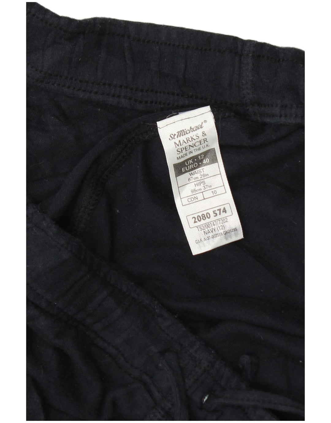 Marks & Spencer Pantalones cortos deportivos para mujer UK 12 Medium Azul marino Algodón