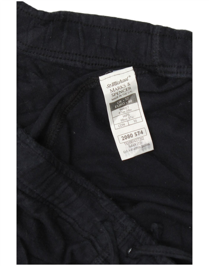 Marks & Spencer Pantalones cortos deportivos para mujer UK 12 Medium Azul marino Algodón