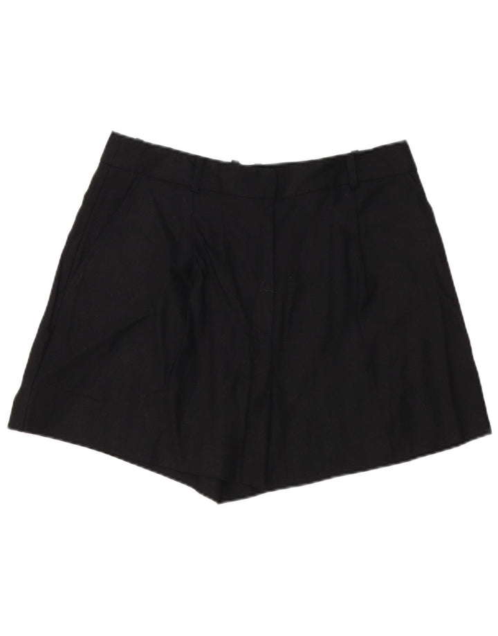 Zara Mujer Pantalones Cortos Chinos Grande W32 Lino Negro