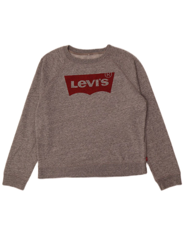 Levi's Womens Graphic Sweatshirt Jumper UK 14 Medium Grey Flecked