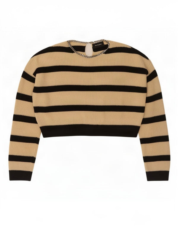 The Kooples Jersey Corto con Cuello Redondo para Mujer Talla 1 Small Beige Rayas