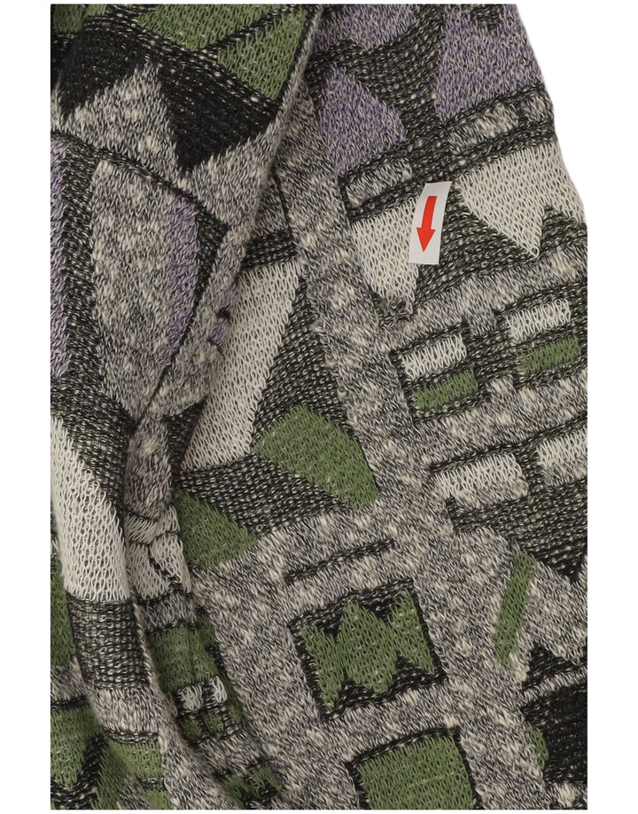 VINTAGE Suéter cárdigan para hombre 2XL Geométrico multicolor