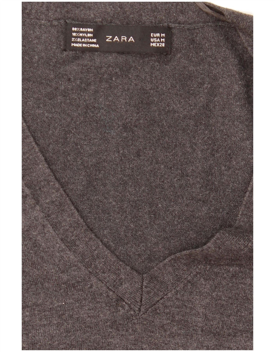 Zara - Jersey con cuello en V para mujer, talla 40, color gris medio