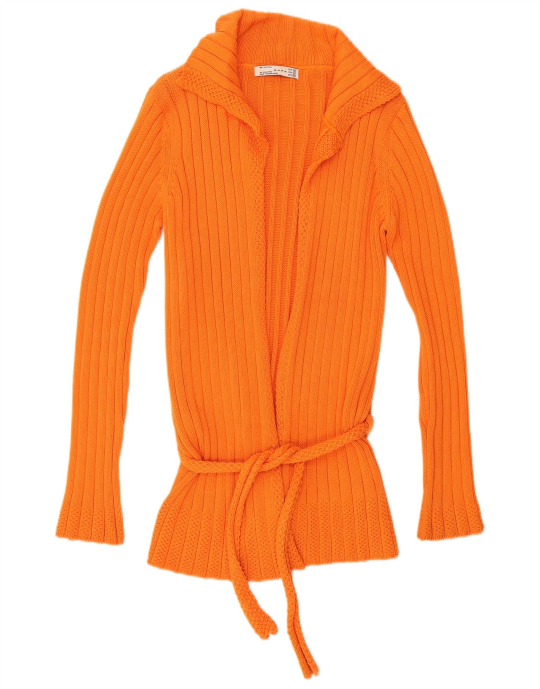 Zara Mujer Cárdigan Suéter UK 12 Medio Naranja Algodón
