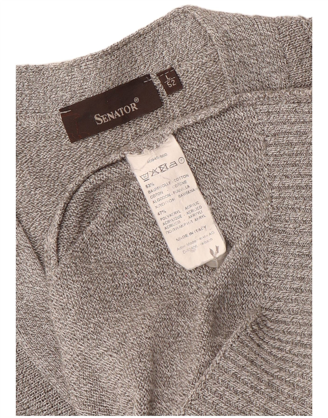 Senator Cárdigan para hombre IT 52 grande de algodón a rayas grises