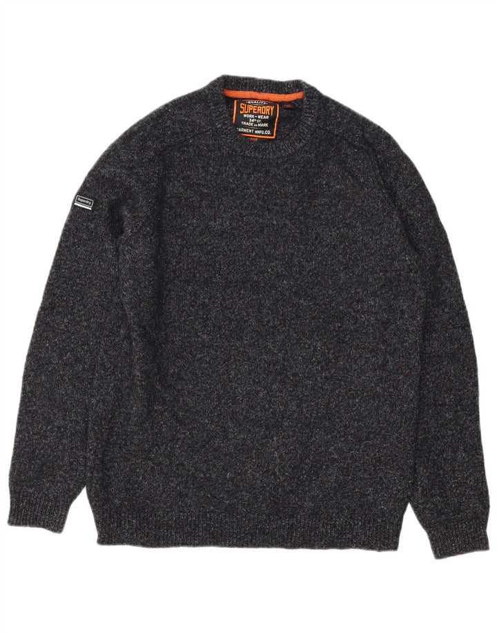 Superdry Jersey De Cuello Redondo Para Hombre De Lana Moteada Gris Grande