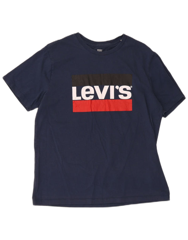 Levi's Camiseta gráfica para mujer Top UK 46 Large Azul marino Algodón
