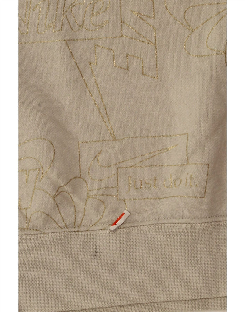 NIKE Womens Crop Oversized Graphic Sweatshirt Jumper UK 6 XS Beige Floral Vintage Nike and Second-Hand Nike from Messina Hembry 
