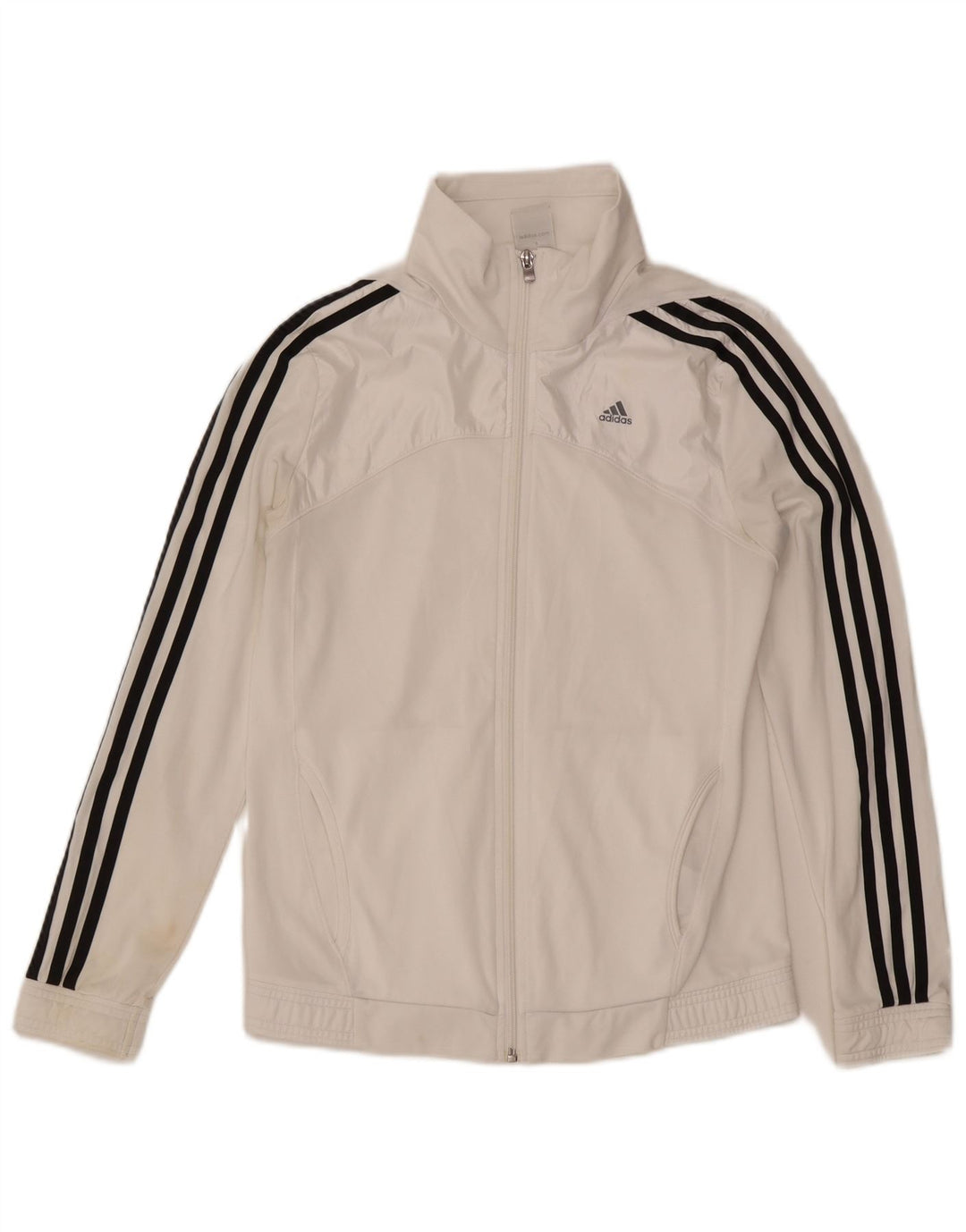 Adidas Mujer Clima 365 Chándal Top Chaqueta Reino Unido 8/10 Pequeño Blanco Poliéster