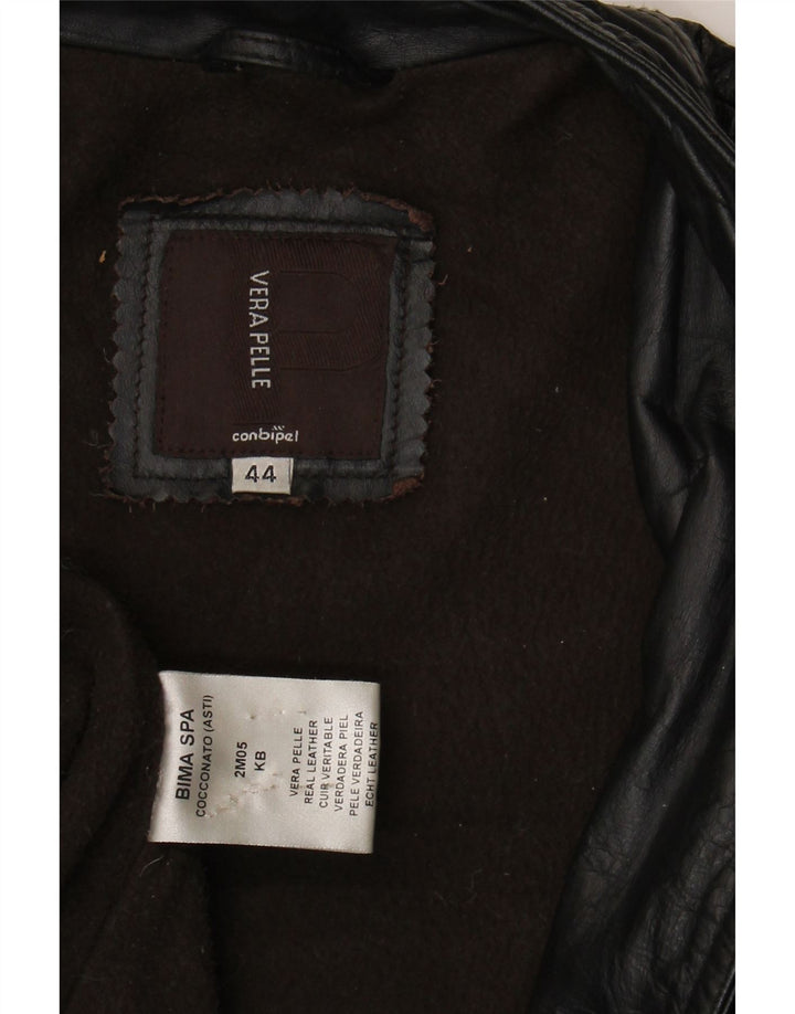 CONBIPEL Womens Leather Jacket IT 44 Medium Black Leather Vintage Conbipel and Second-Hand Conbipel from Messina Hembry 
