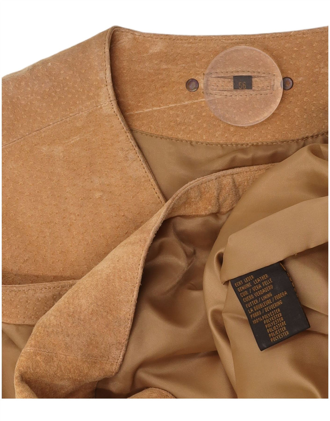 VINTAGE Chaleco de ante para hombre IT 56 3XL Cuero beige