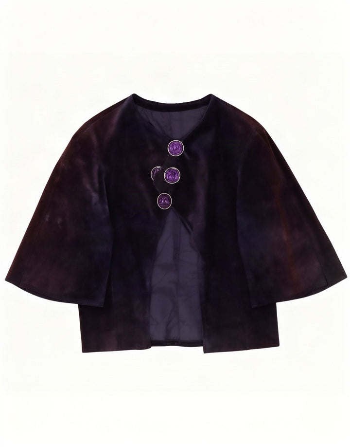 Vintage Womens 3 Button Suede Blazer Jacket UK 14 Medium Purple