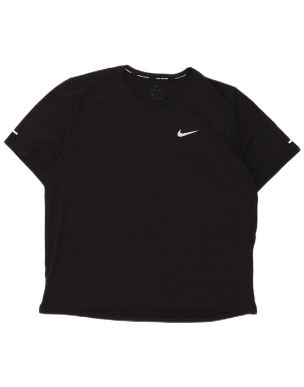 Camiseta Nike Dri Fit para hombre, talla grande, poliéster a rayas negras