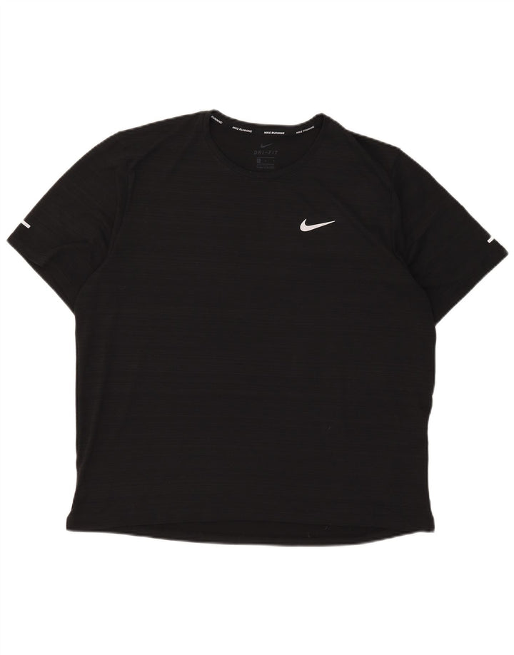 Camiseta Nike Dri Fit para hombre, talla grande, poliéster a rayas negras