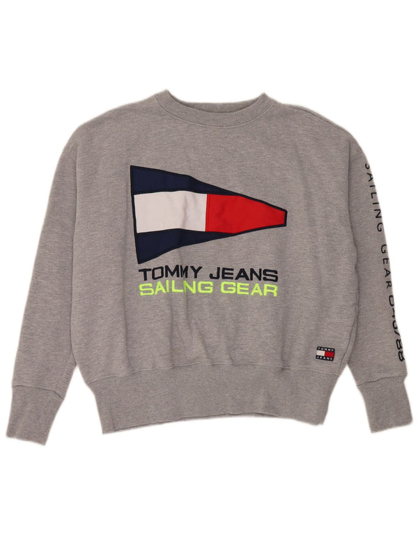 Tommy Hilfiger Sudadera con gráfico holgado para mujer UK 6 XS Gris