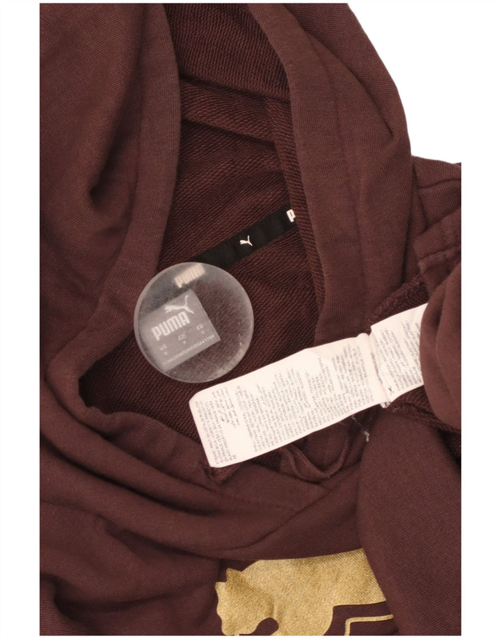 Puma Mujer Crop Oversize Sudadera con capucha Jumper UK 10 Small Marrón Algodón
