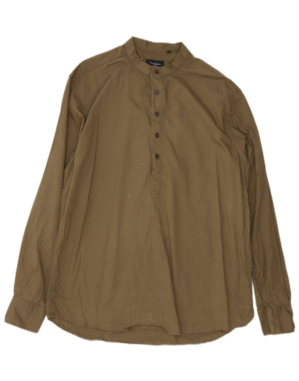 Pierre Cardin Camisa tipo jersey de corte regular para hombre, talla grande, algodón caqui
