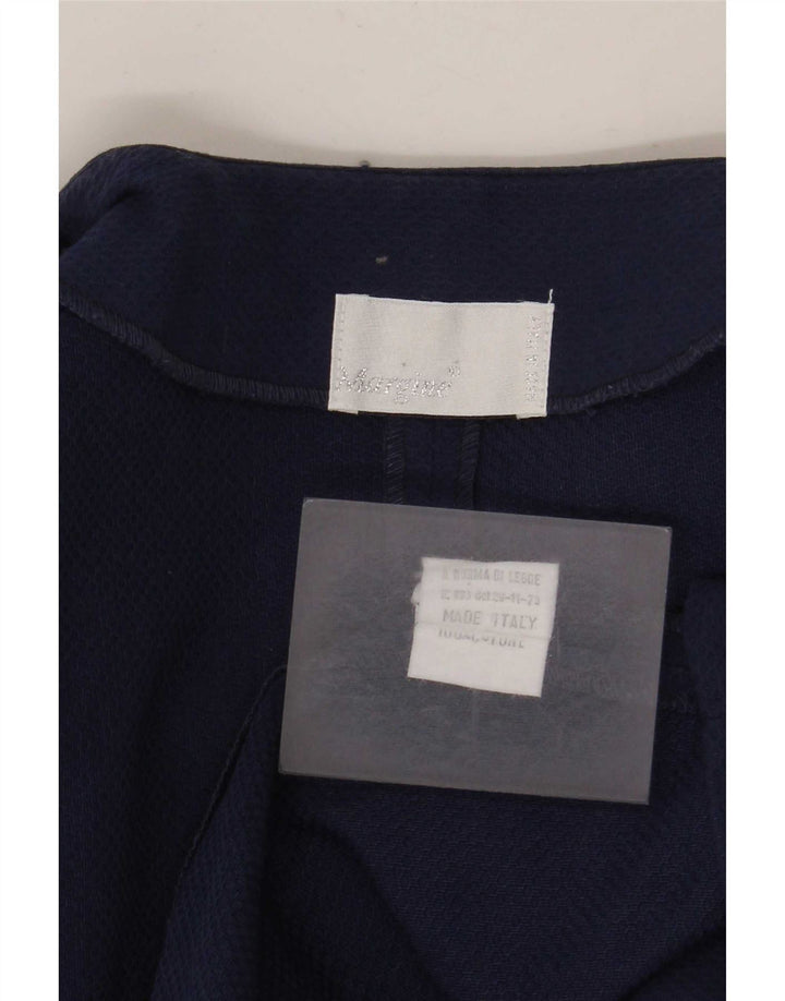 Vintage mujer regular vaina vestido Reino Unido 14 medio azul marino algodón