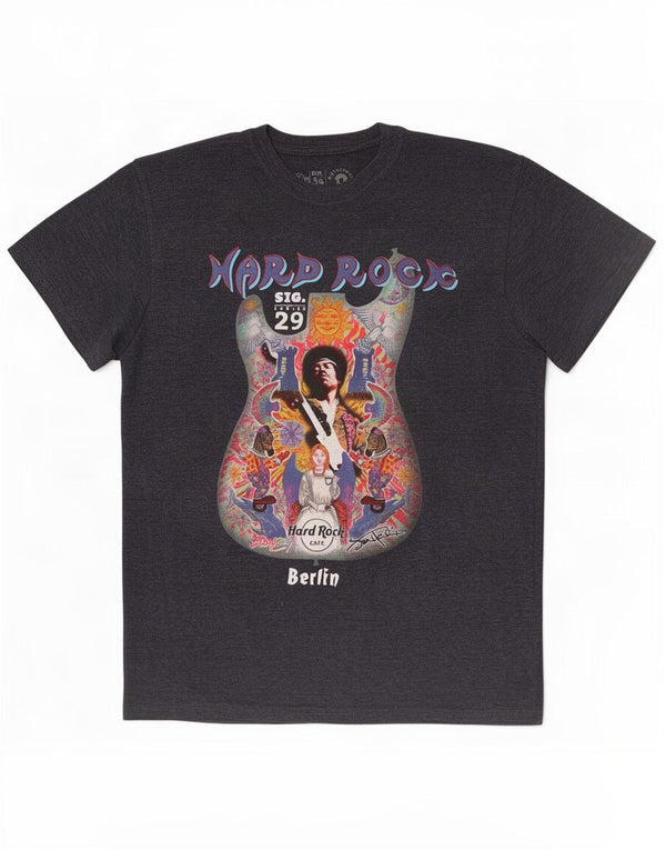 Hard Rock Cafe Hombres Barlin Graphic Camiseta Top Grande Azul Marino Moteado