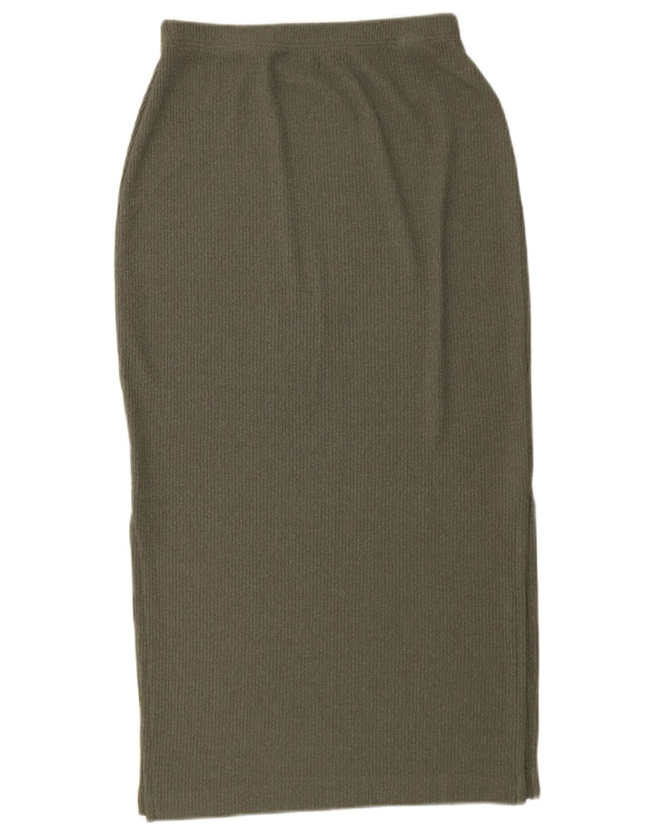 Marks & Spencer Falda midi de punto para mujer UK 12 Medium W28 Caqui Poliéster