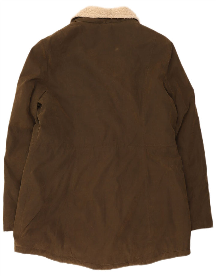 Nautica Chaqueta Parka Sherpa para Mujer UK 46 Grande Poliéster Caqui