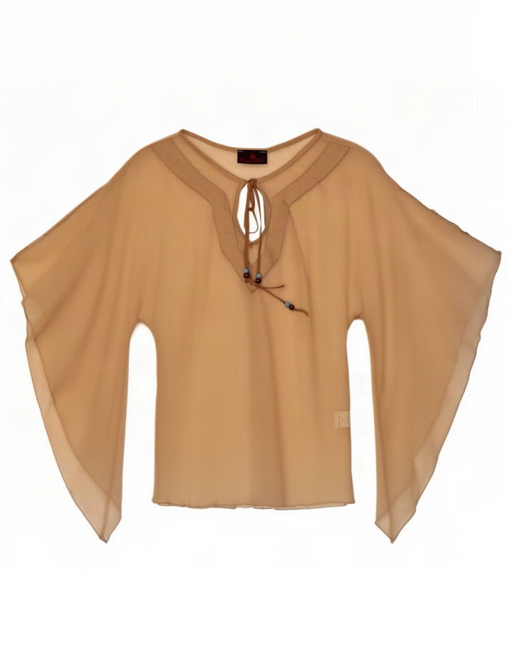 Escandelle Top transparente con alas de murciélago para mujer UK 42 Poliéster beige medio