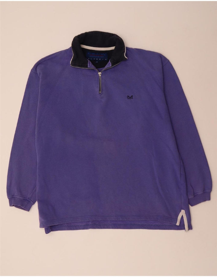 CREW CLOTHING Sudadera con Cuello y Cremallera para Hombre Jersey Grande de algodón Morado