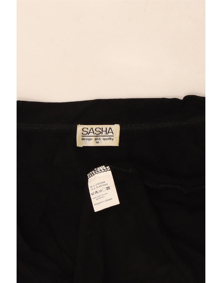 SASHA Blusa corta para mujer UK 12 Medium Black Viscosa