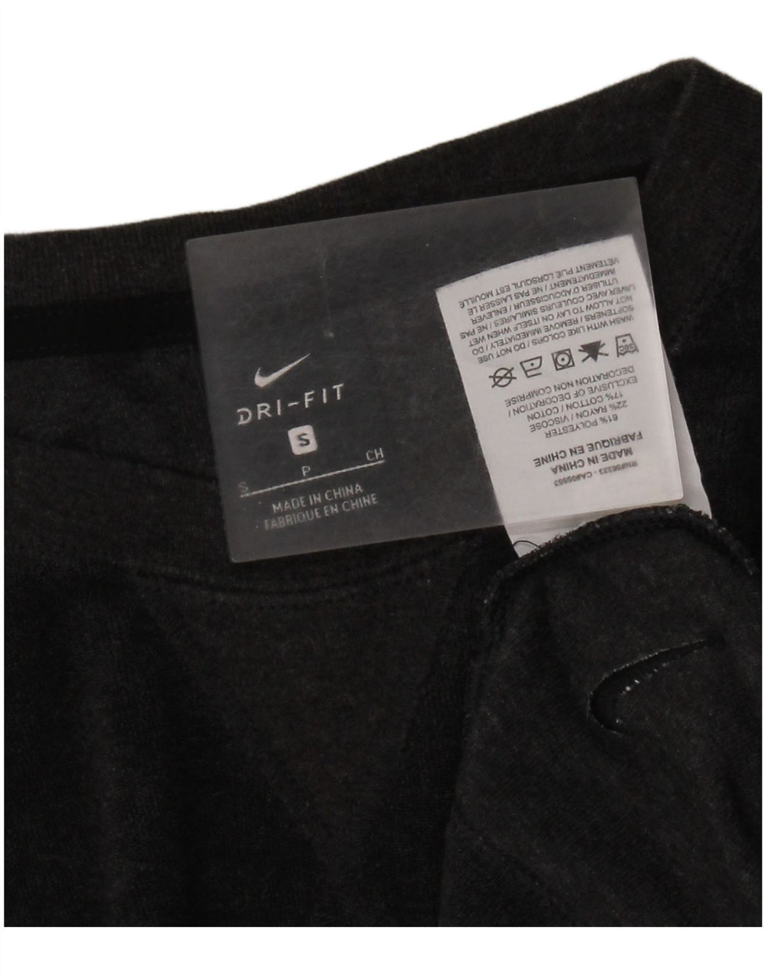 Nike Mujer Dri Fit Crop Top Manga Larga UK 10 Pequeño Poliéster Negro