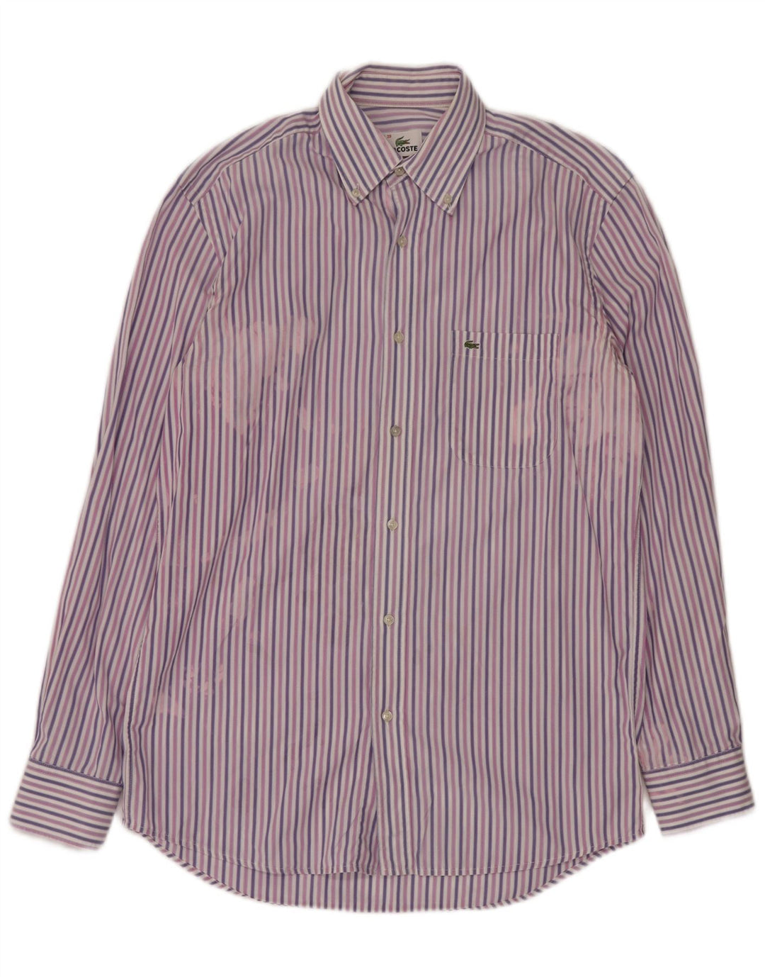 Camisa LACOSTE para hombre talla 39 Algodón a rayas morado medio