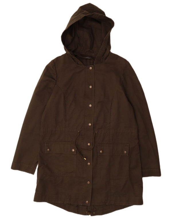 LAURA ASHLEY Parka con capucha para mujer UK 40 Grande Algodón caqui