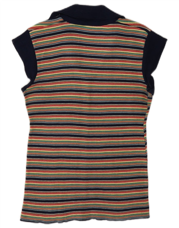 Vintage mujer punto blusa Top Reino Unido 12 medio multicolor rayas