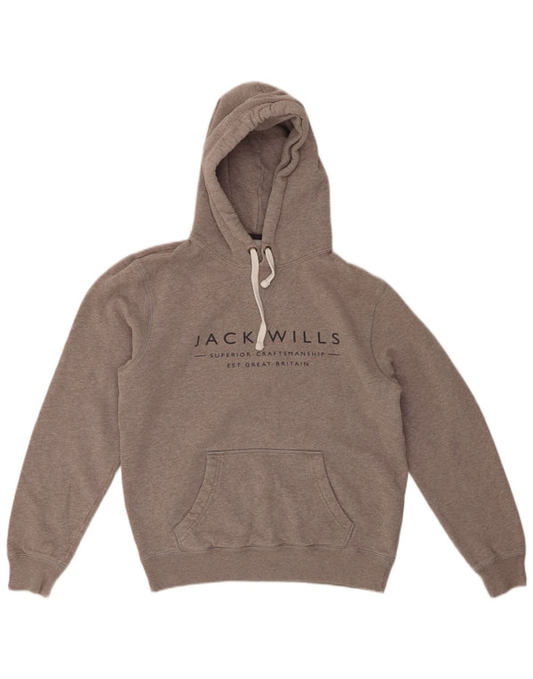 JACK WILLS Jersey con capucha extragrande gráfico para mujer UK 6 XS Algodón gris