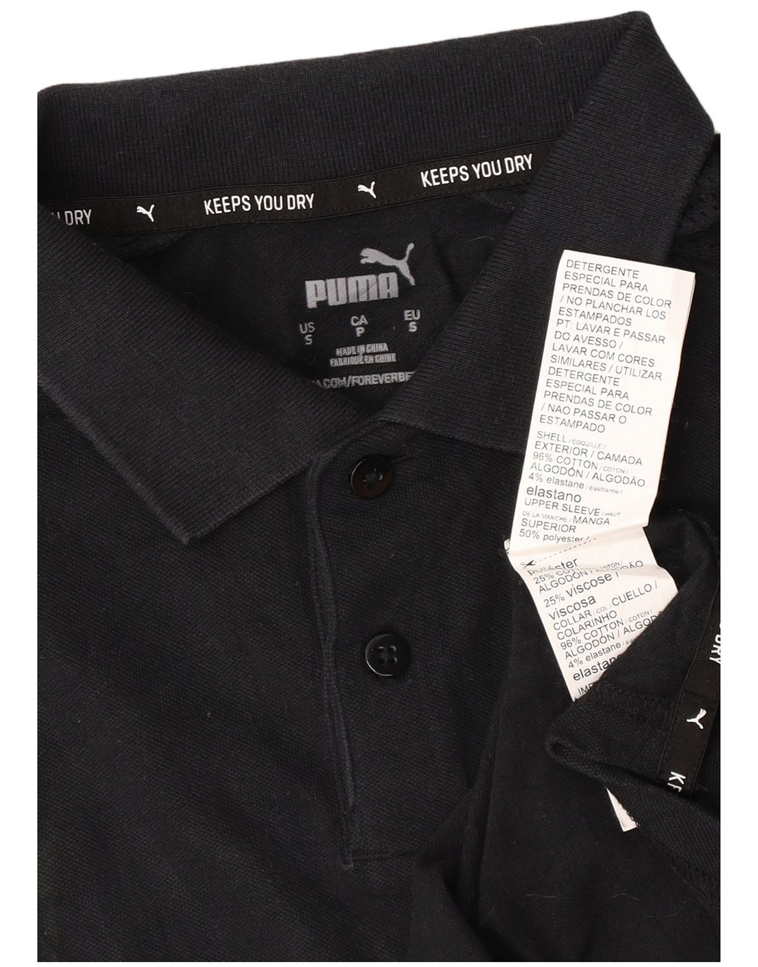 Polo Puma Hombre Pequeño Algodón Negro