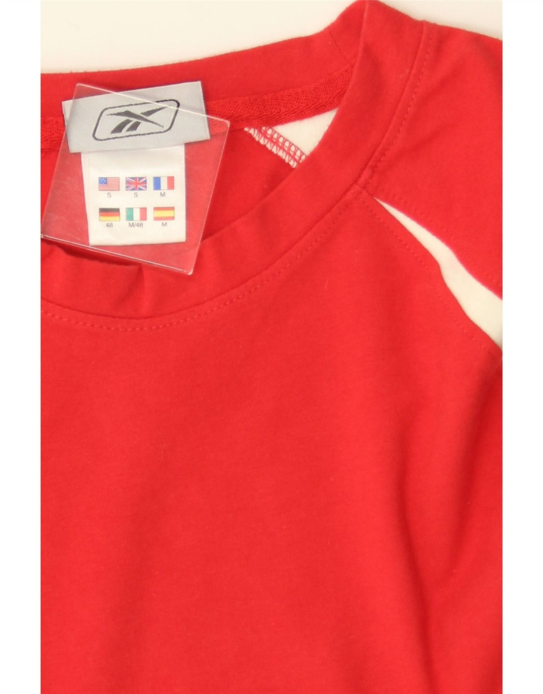 REEBOK Hombre Top gráfico manga larga pequeño rojo color block algodón