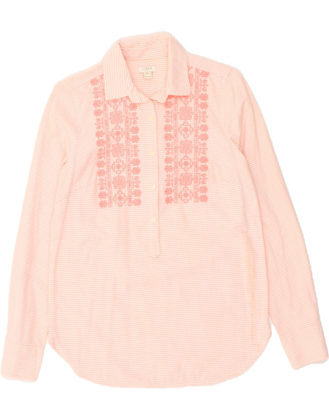 J. CREW Womens Pullover Shirt UK 6 XS Pink Striped Cotton | Vintage J. Crew | Thrift | Second-Hand J. Crew | Used Clothing | Messina Hembry 