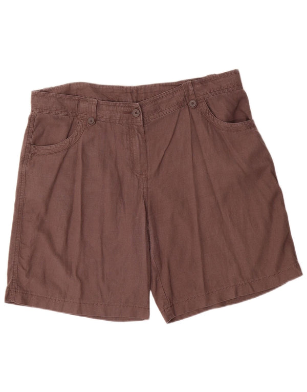 Marks & Spencer Pantalones cortos casuales para mujer UK 16 Large W36 Lino marrón