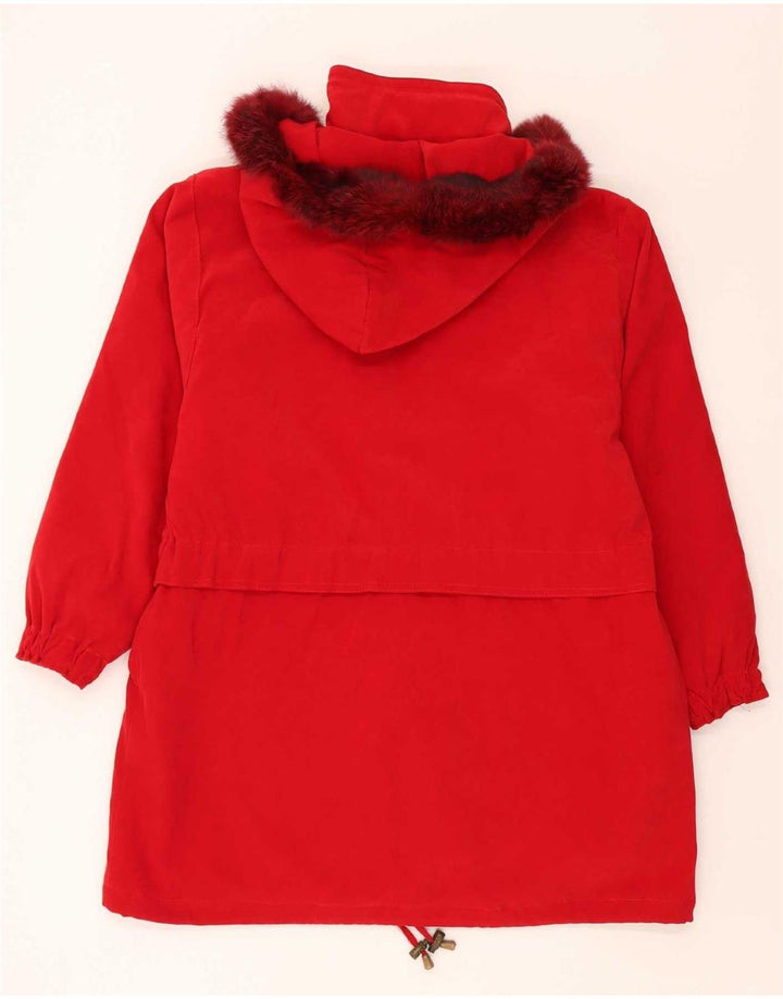 Vintage mujer con capucha chaqueta parka de gran tamaño Reino Unido 18 XL poliéster rojo