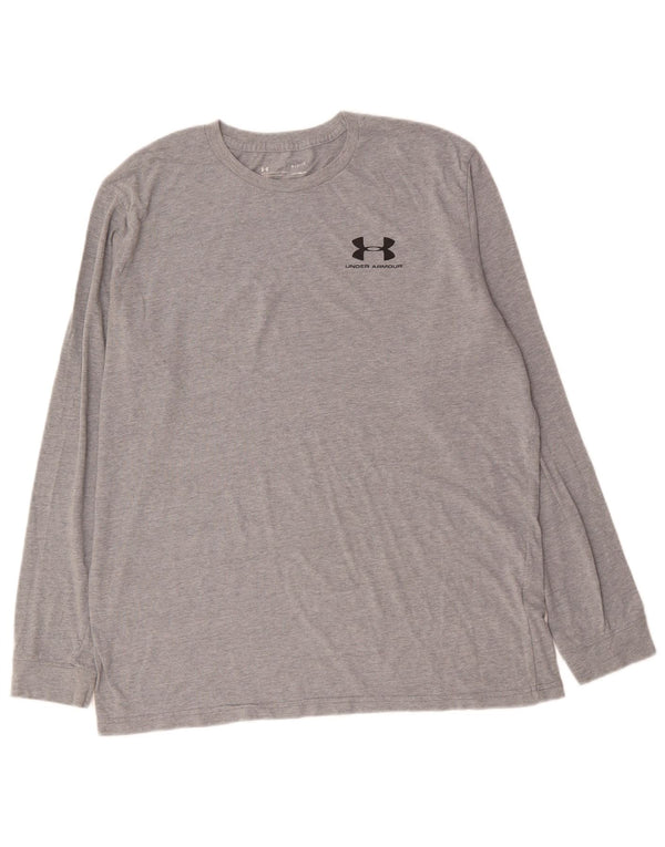 UNDER ARMOUR Camiseta Heat Gear para hombre de manga larga de algodón gris grande