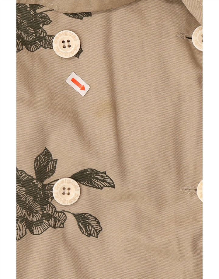 Desigual Gabardina de doble botonadura para mujer EU 38 Medio Beige Floral