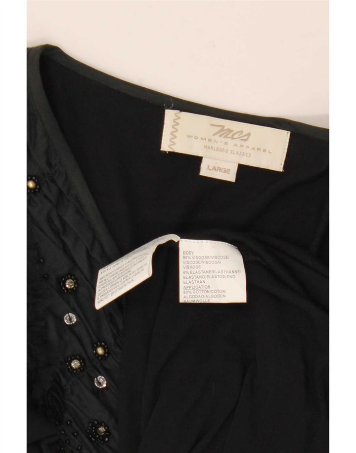 Marlboro Classics Top tipo túnica de manga larga para mujer UK 44 Large Viscosa negra
