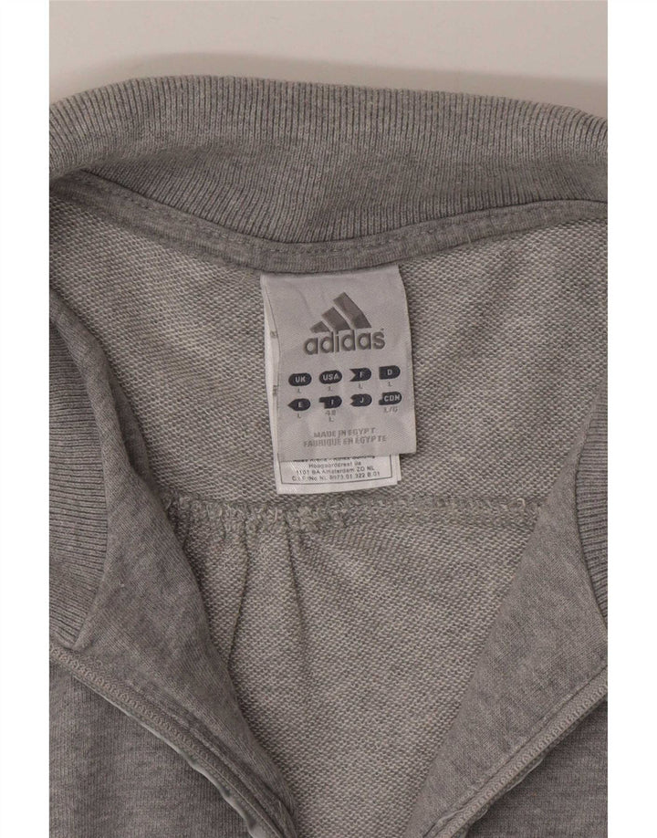 Adidas Mujer Chándal Top Chaqueta Reino Unido 16 Grande Gris Algodón