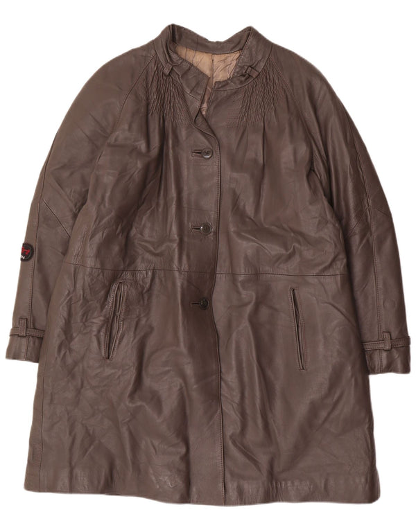 Abrigo de cuero vintage para mujer IT 48 XL Gris