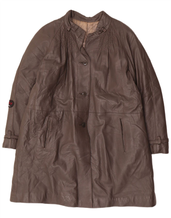 Abrigo de cuero vintage para mujer IT 48 XL Gris