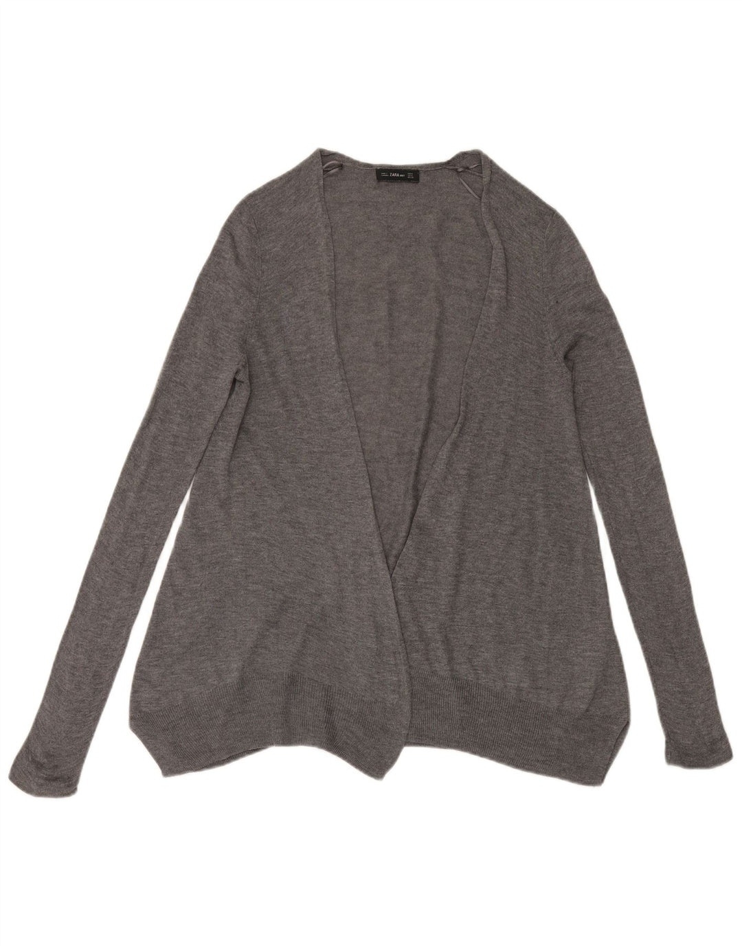 Zara Suéter Cárdigan Abierto Largo Para Mujer UK 44 Poliéster Gris Medio