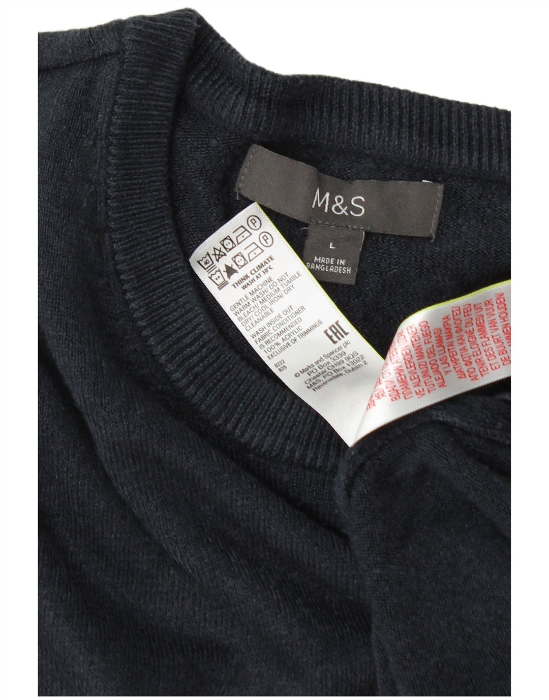 Marks & Spencer - Jersey de cuello redondo para hombre, talla grande, acrílico azul marino
