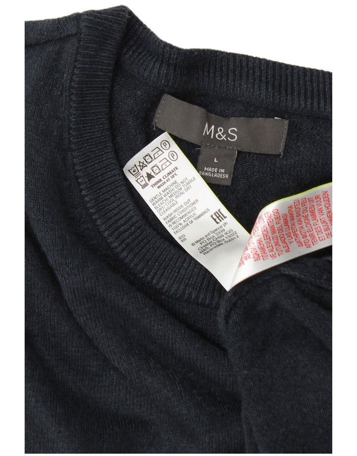 Marks & Spencer - Jersey de cuello redondo para hombre, talla grande, acrílico azul marino